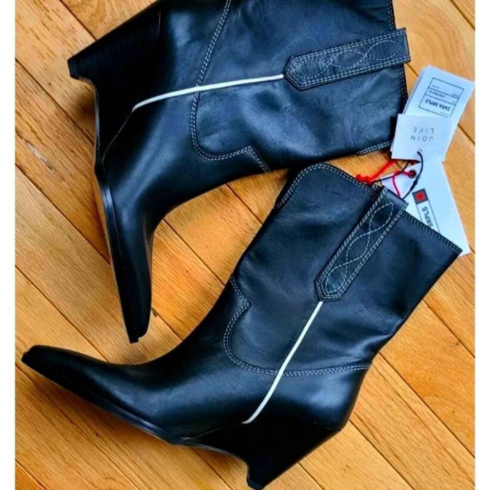 ZARA COWBOY WESTERN POINTED BOOTS BRAND NEW WITH TAGS US 6